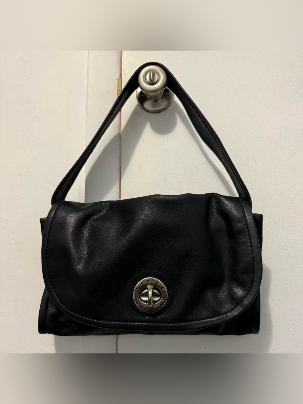 Vintage Marc Jacobs Black Leather Turnlock Shoulder Bag